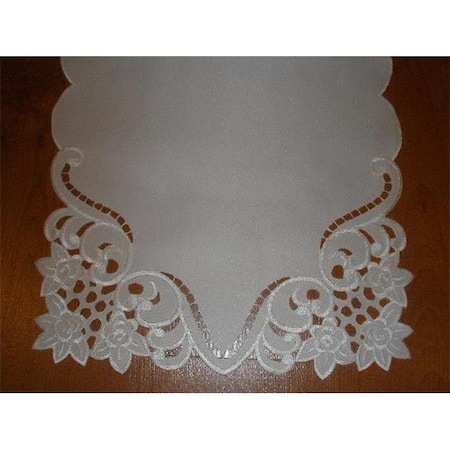 TAPESTRY TRADING Tapestry Trading RC0446-12 12 in. Embroidered Roses And Lacy Cutwork Doilies; Ivory RC0446/12